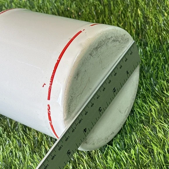 Vintage White Ceramic Cream Canister Jar w Lid Red Lettering Farmhouse - Picture 15 of 15